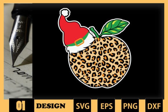 Christmas Teacher Apple Leopard SVG - Graphics and Crafts