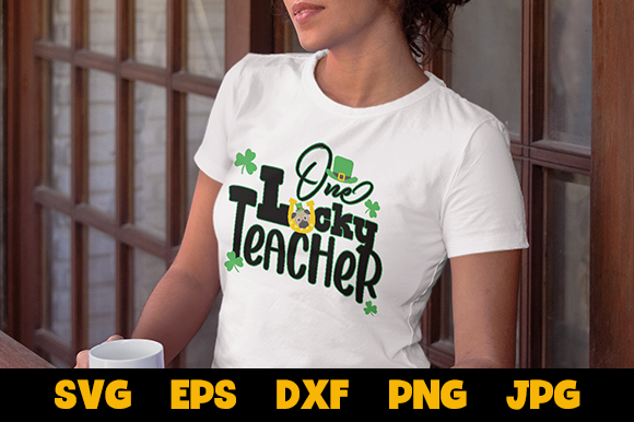 One Lucky Teacher Happy St Patrick’s Day – A Vibrant Graphic Design Asset for Crafts and Branding