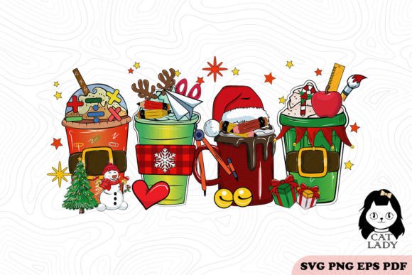 Teacher Christmas Coffee SVG PNG for Graphics and Crafts