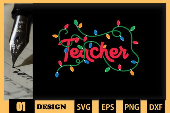 TEACHER Christmas Lights SVG for Crafts and Graphics